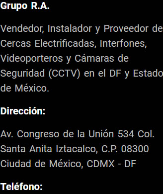 Dirección y teléfonos Instalador y Proveedor de Cercas Electrificadas, Interfones y Videoporteros en CDMX